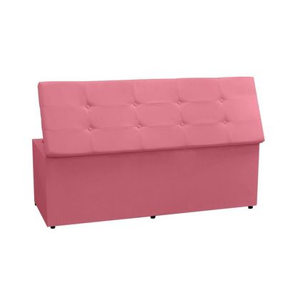 Kit Cabeceira E Calçadeira Baú Casal 1,40m Berlim Suede Rosa - Pallazio