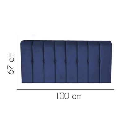Painel Estofada Kiara 100cm Solteiro Box Quarto Suede Azul Marinho - Gat Magazine