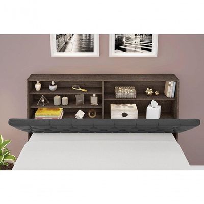 Cabeceira Box Solteiro 0,88 Isis Chocolate Com Painel Preto