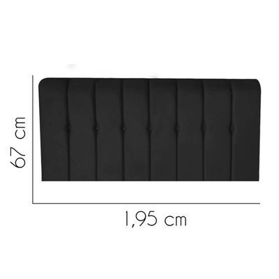 Painel Estofada Kiara 195cm King Size Box Quarto Corino Preto - Gat Magazine