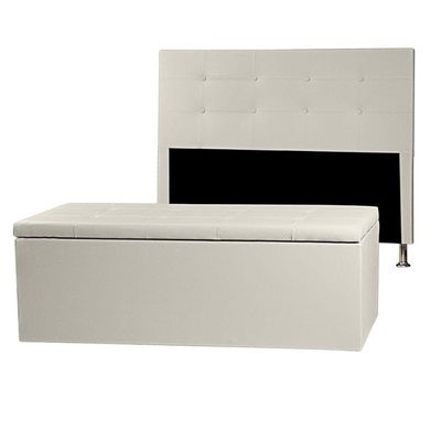 Kit Cabeceira E Calçadeira Baú Solteiro 0,90m Berlim Corano Bege - Pallazio
