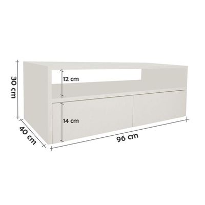 Rack Para Tv Suspenso Bancada Com Nicho E Gaveta Off White Laca