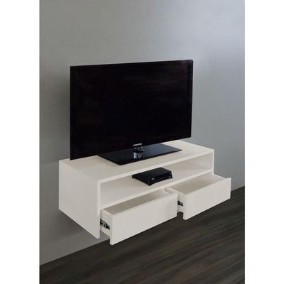 Rack Para Tv Suspenso Bancada Com Nicho E Gaveta Off White Laca