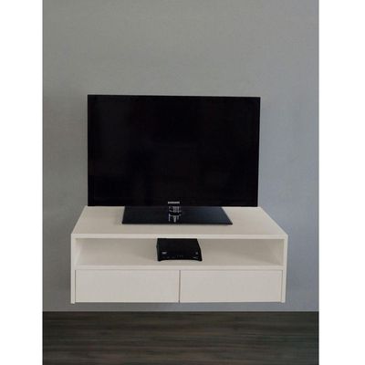 Rack Para Tv Suspenso Bancada Com Nicho E Gaveta Off White Laca