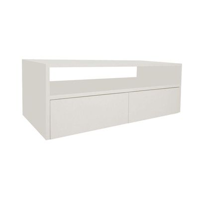Rack Para Tv Suspenso Bancada Com Nicho E Gaveta Off White Laca