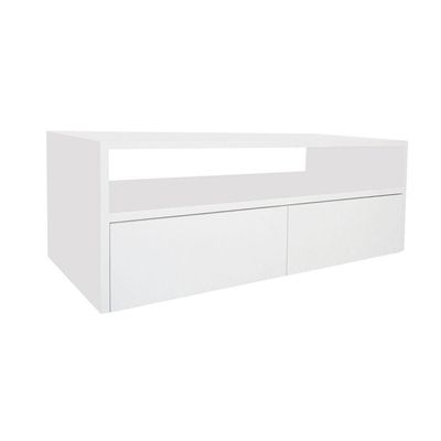 Rack Para Tv Suspenso Bancada Com Nicho E Gaveta Branco Laca