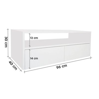 Rack Para Tv Suspenso Bancada Com Nicho E Gaveta Branco Laca