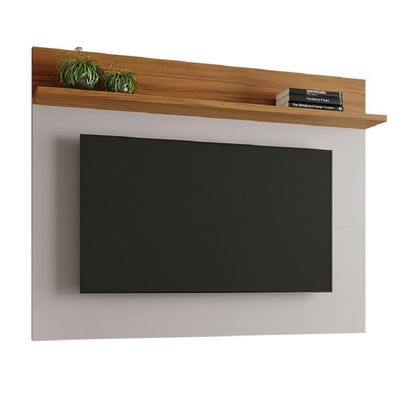 Painel Para Tv Smart Até 50 Polegadas Nt 1185 Notável Off White / Freijó Trend 1,35m Preto