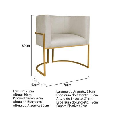 Kit Divã Luna 140cm Lado Direito E 01 Poltrona Base De Ferro Dourado Bouclé Bege