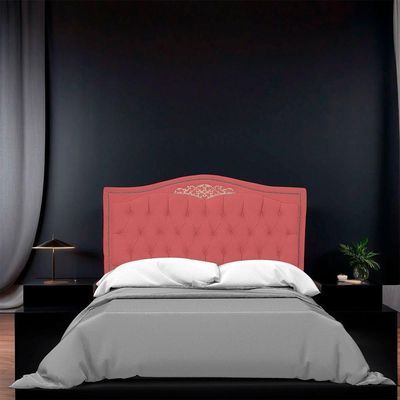 Cabeceira Casal Estofada Para Cama Box Maitê Veludo Cor Rose