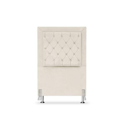 Cabeceira De Cama Box Solteiro 90 Cm Baronesa - Veludo Bege Claro