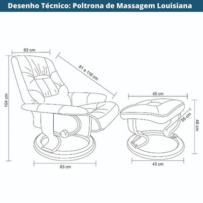 Poltrona De Massagem Louisiana Rivatti Com Apóio Para Pés Revestimento Preto