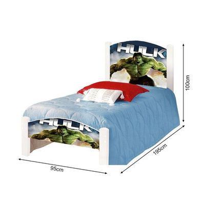Cama Solteiro Infantil Hulk Branco