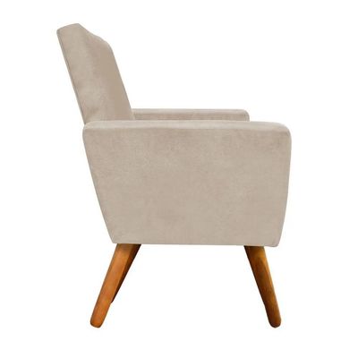 Poltrona Decorativa Nina Sala E Escritório Suede Nude