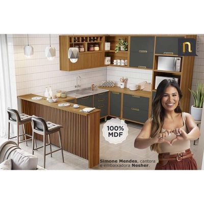 Cozinha Completa Imperatriz 4 Peças (2 Balcões + 2 Aéreos) C6p44 Freijo-off White - Nesher