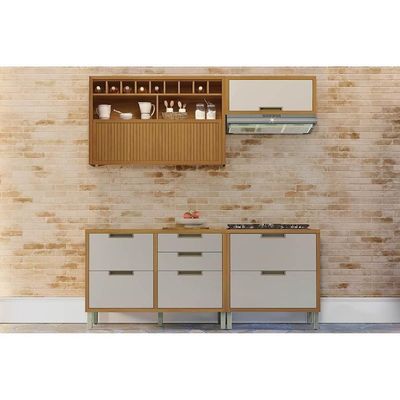 Cozinha Completa Imperatriz 4 Peças (2 Balcões + 2 Aéreos) C6p44 Freijo-off White - Nesher