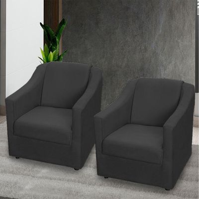 Kit 10 Poltronas Decorativa Mila Pé De Plástico Cromado - Preto Suede