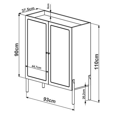 Armário Bar Para Sala 2 Portas 93cm Pés Madeira Moss A03 Hanover Roble