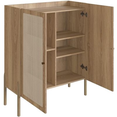 Armário Bar Para Sala 2 Portas 93cm Pés Madeira Moss A03 Hanover Roble
