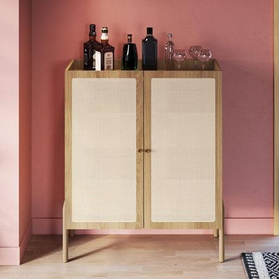 Armário Bar Para Sala 2 Portas 93cm Pés Madeira Moss A03 Hanover Roble