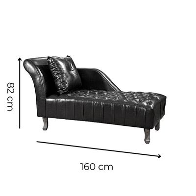 Divã Chesterfield Anna Recamier 160cm Via Encanto Courano Preto Lado Esquerdo