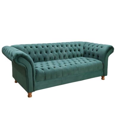 Sofá Chesterfield Conde D'el 3 Lugares Via Encanto Veludo Verde