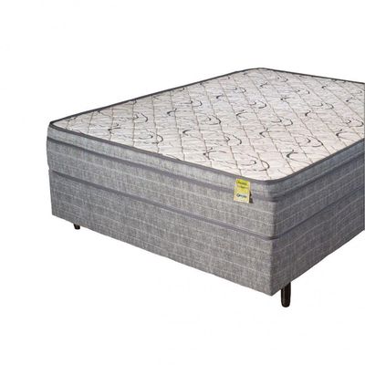 Cama Box Casal Com Colchão De Espuma D45 Dreemy Mega 138x188x63cm Apolospuma Cinza Com Branco