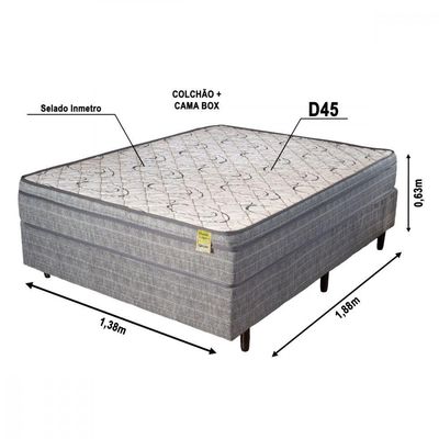 Cama Box Casal Com Colchão De Espuma D45 Dreemy Mega 138x188x63cm Apolospuma Cinza Com Branco