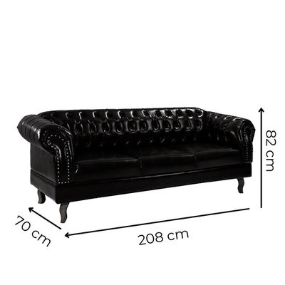 Namoradeira Chesterfield Duque Clássica 3 Lugares Via Encanto Courano Marrom