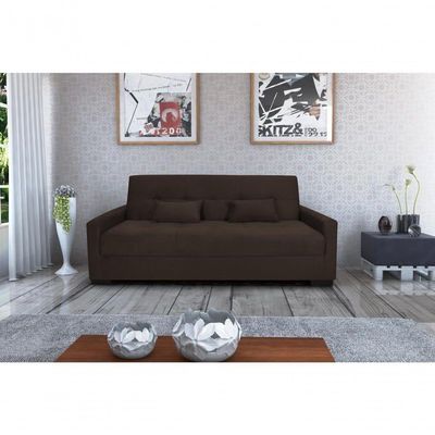 Sofá Cama Lavínia 3 Lugares Suede Marrom Matrix