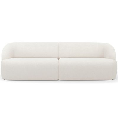 Sofá 3 Lugares Curvo Orgânico Com 02 Poltronas Living 220cm Barolo L06 Bouclê Branco