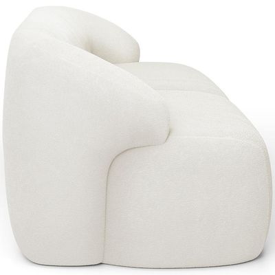 Sofá 3 Lugares Curvo Orgânico Com 02 Poltronas Living 220cm Barolo L06 Bouclê Branco