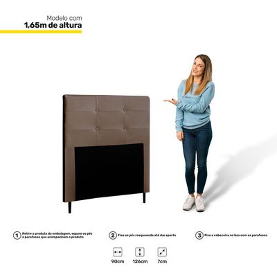 Cabeceira Cama Box Solteiro Luna 90Cm Corano Marrom - Abmaza