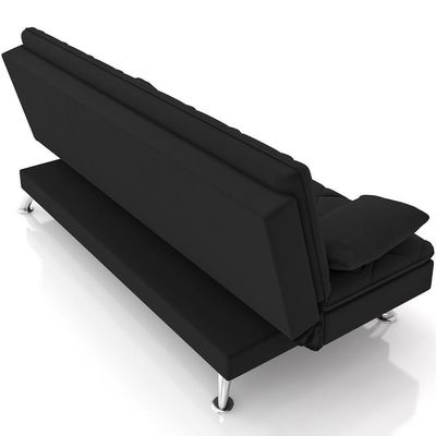 Sofá Cama Para Sala De Estar Quarto 193cm Lia M03 Veludo Preto - Lyam Decor