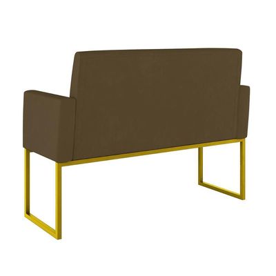 Kit Sofá 2 Lugares + 2 Poltronas Recepção Sala Base Dourada Cor:marrom Marrom