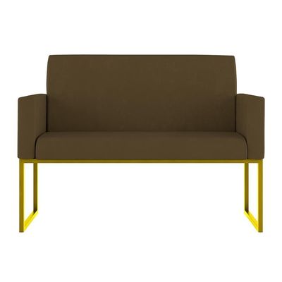 Kit Sofá 2 Lugares + 2 Poltronas Recepção Sala Base Dourada Cor:marrom Marrom