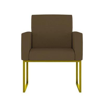 Kit Sofá 2 Lugares + 2 Poltronas Recepção Sala Base Dourada Cor:marrom Marrom