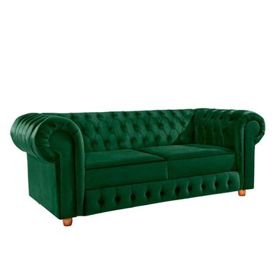 Namoradeira Chesterfield Bourbon 3 Lugares Via Encanto Veludo Verde