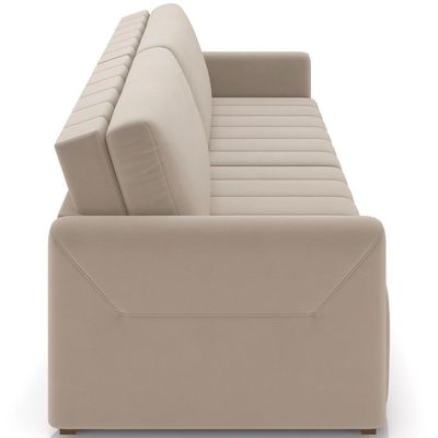Sofá Cama Retrátil Para Sala De Estar 220cm Porthos M03 Veludo Bege - Lyam Decor