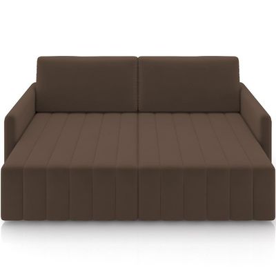Sofá Cama Retrátil Para Sala De Estar 192cm Porthos M03 Veludo Marrom - Lyam Decor