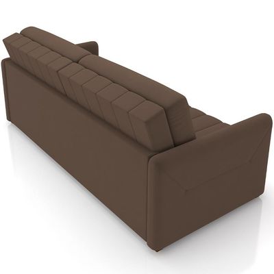 Sofá Cama Retrátil Para Sala De Estar 192cm Porthos M03 Veludo Marrom - Lyam Decor