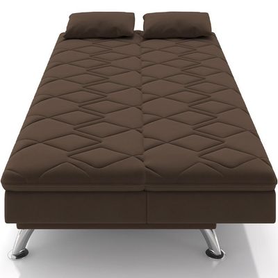 Sofá Cama Para Sala De Estar Quarto 193cm Lia M03 Veludo Marrom - Lyam Decor