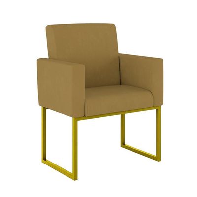 Kit Sofá 2 Lugares + 2 Poltronas Recepção Sala Base Dourada Cor:capuccino Capuccino