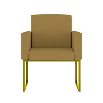 Kit Sofá 2 Lugares + 2 Poltronas Recepção Sala Base Dourada Cor:capuccino Capuccino