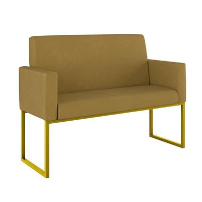Kit Sofá 2 Lugares + 2 Poltronas Recepção Sala Base Dourada Cor:capuccino Capuccino