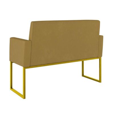 Kit Sofá 2 Lugares + 2 Poltronas Recepção Sala Base Dourada Cor:capuccino Capuccino