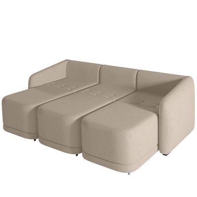 Sofá Cama Para Sala De Estar 3 Lugares 306cm Montserrat K01 Linho Bege - Lyam Decor