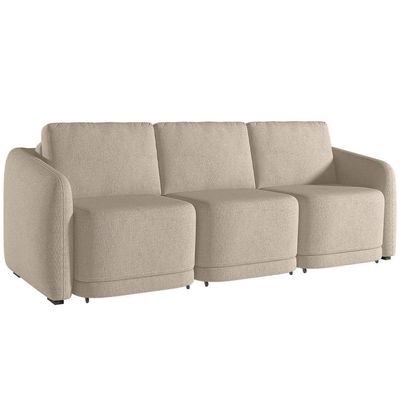 Sofá Cama Para Sala De Estar 3 Lugares 306cm Montserrat K01 Linho Bege - Lyam Decor
