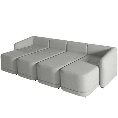Sofá Cama Para Sala De Estar 4 Lugares 316cm Montserrat K01 Linho Cinza - Lyam Decor