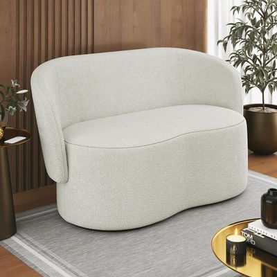 Sofá Orgânico 2 Lugares Bouclê Sala De Estar Balaqui Decor Cor:boucle Bege Boucle Bege